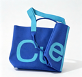 Vibrant Blue Knit Tote Shoulder Bag, Oversized Letter Print Large Capacity Handbag